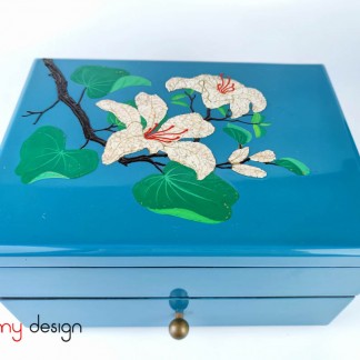 2-tier mini cabinet with hand-painted flower 22*30*H18cm